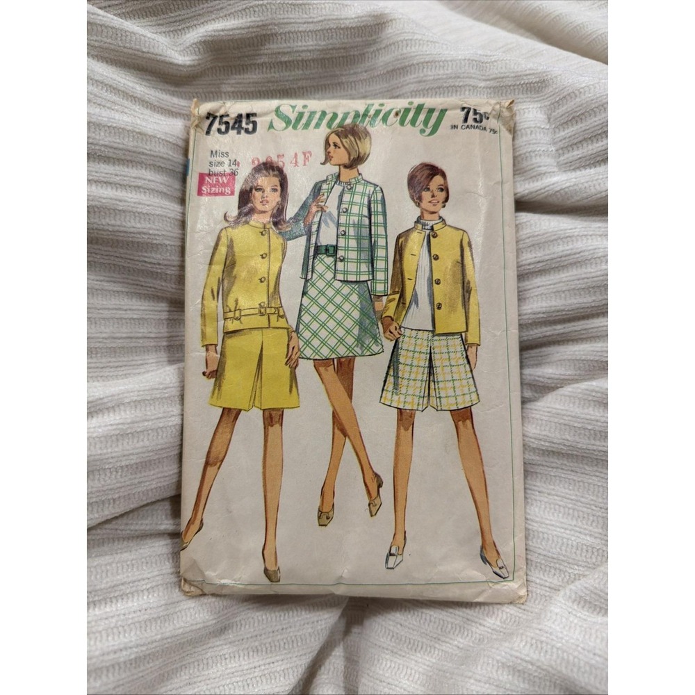 Vintage Simplicity #7545 Pattern For Misses Size 14 Jacket, Skirt & Pantskirt